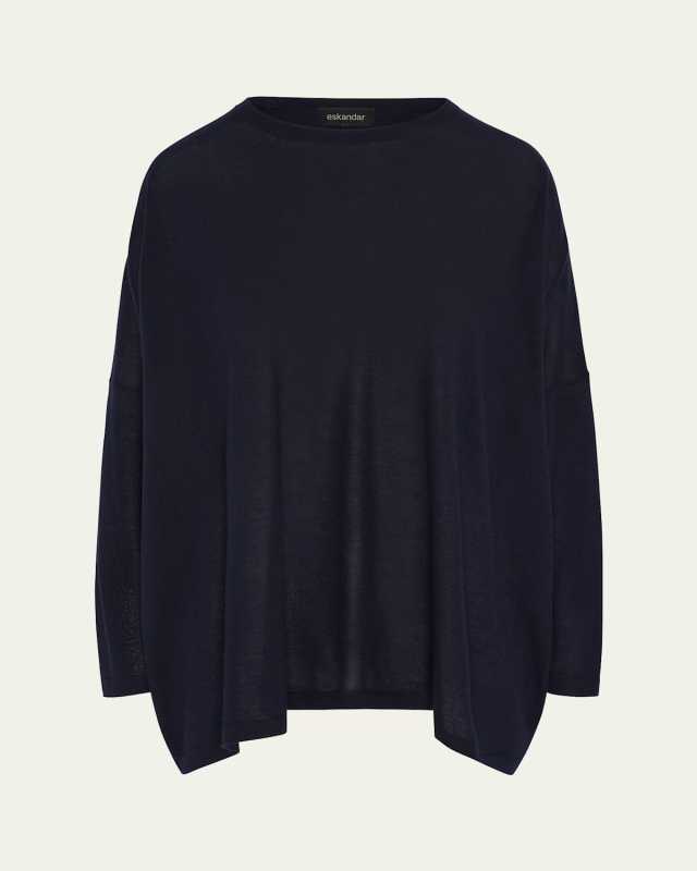 Ultrafine Cashmere Wide Round-Neck Sweater (Mid Plus Length)